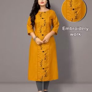 Hetsa Women Cotton Blend Embroidered Kurti, a perfect combination of comfort, simplicity,