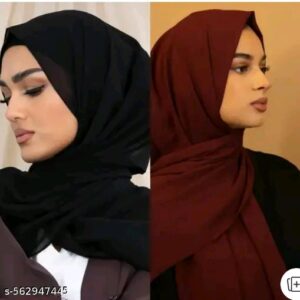BEAUTIFUL MAROON AND BLACK COLOR MALAYASIAN GEORGETTE HIJAB COMBO