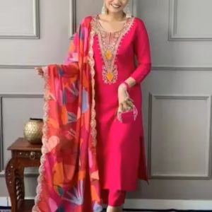 Eligant Pink Embroidered Kurta Set