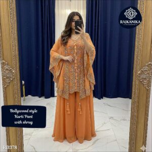 Designer Heavy Embroidery Top and Farshi Salwar with Dupatta