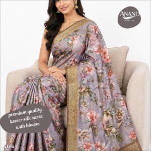 digital kalamkari printed soft tusar silk