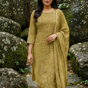 royal roman silk chikankari embroidered 3 piece set |