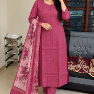 Elegant wine party wear kurti set with floral dupatta for women